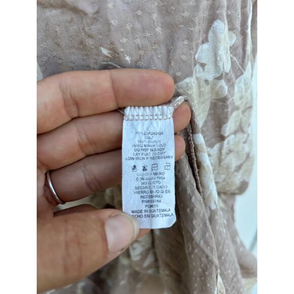 Calista Tiered Midi Dress, Lightweight, Light Brown, Floral, Textured, Sz L - Picture 6 of 6